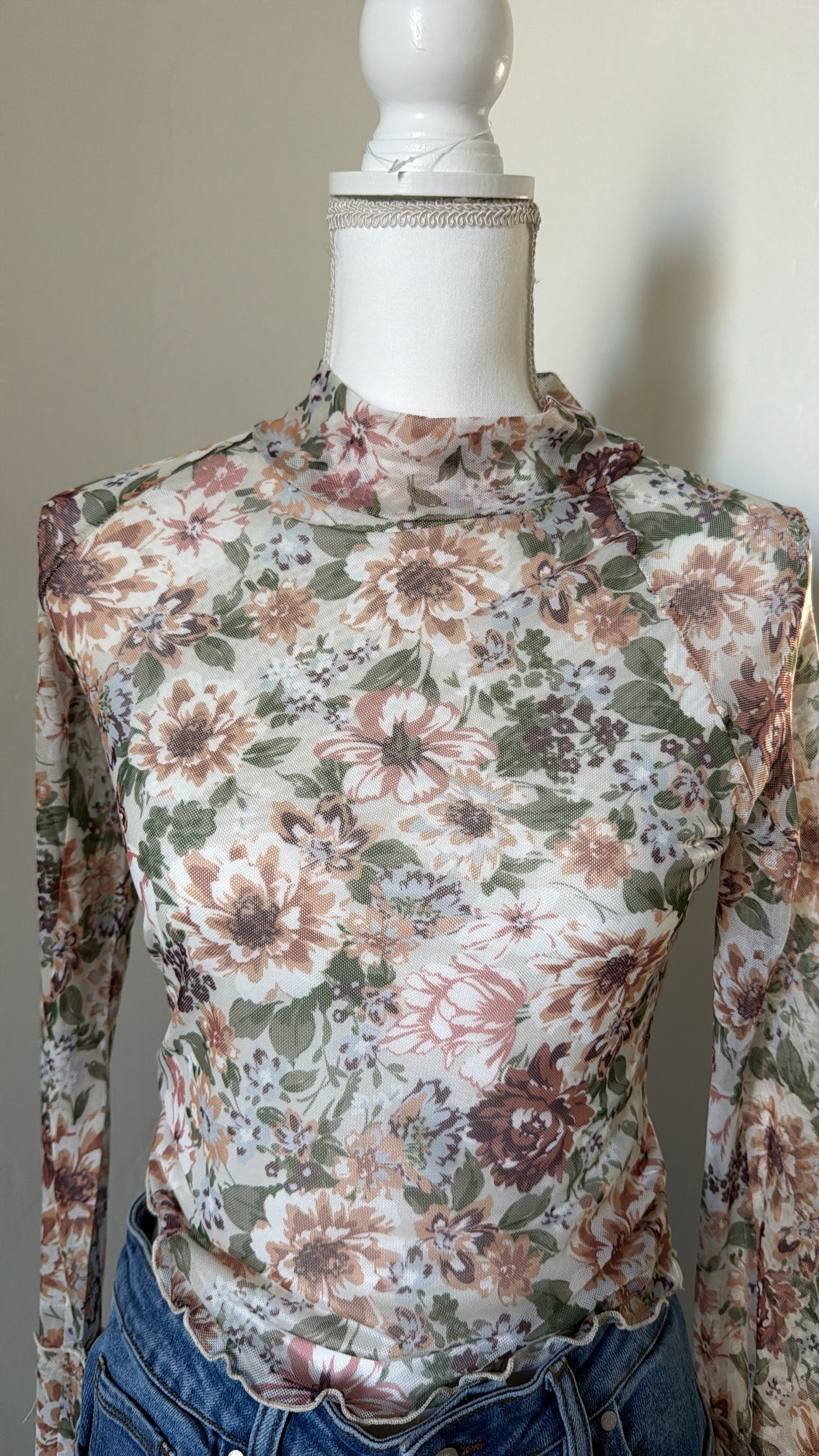 Mesh Floral Long Sleeve