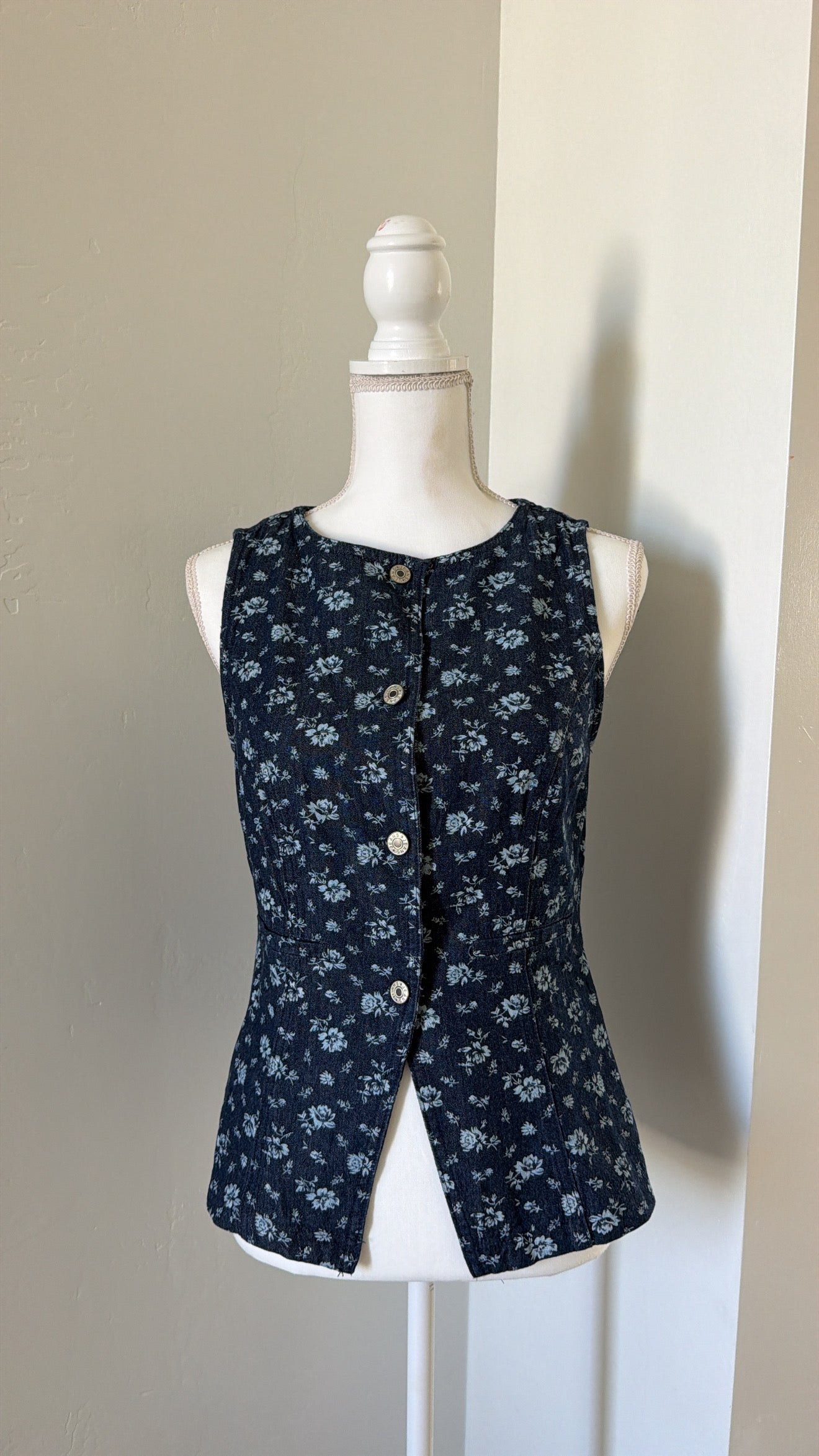 Floral Print Denim Top