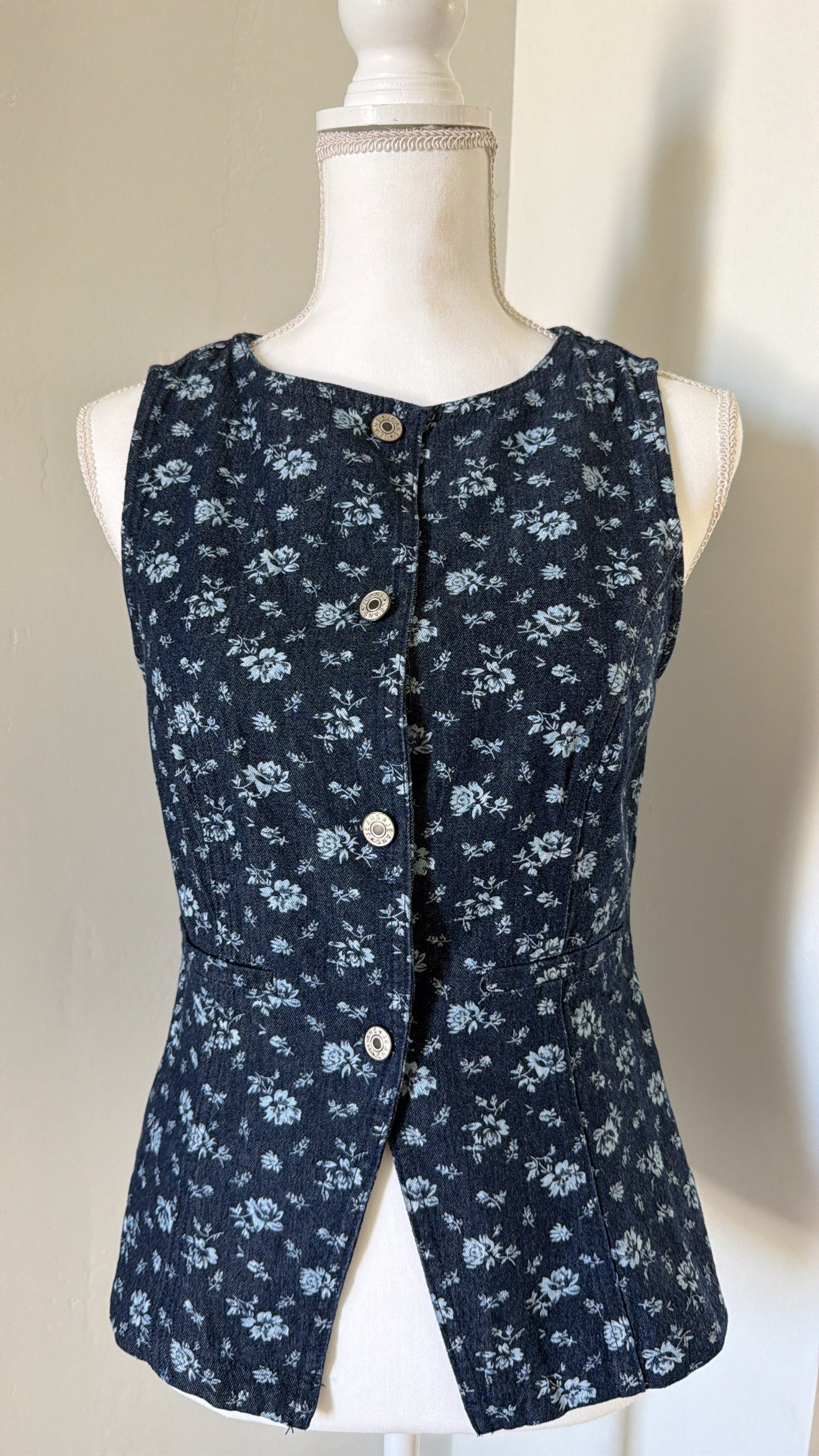 Floral Print Denim Top