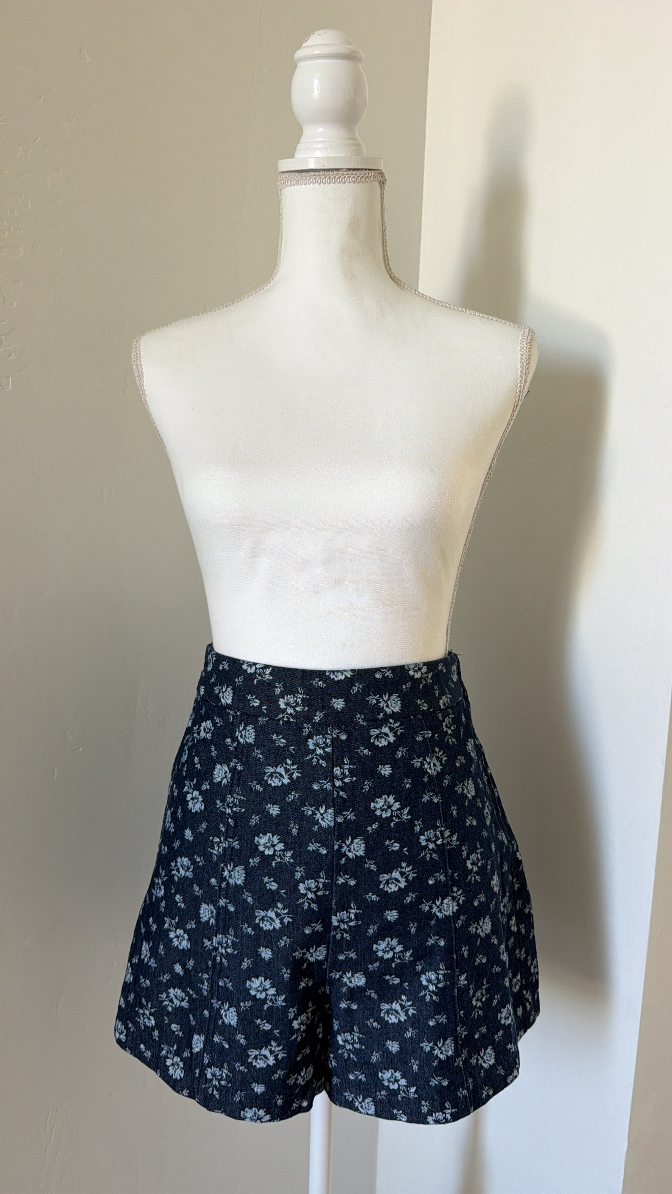 Floral Print Denim Shorts