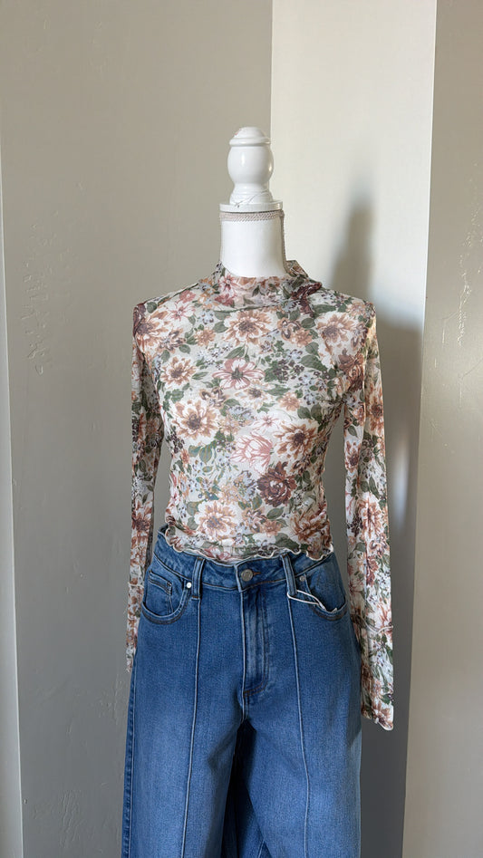 Mesh Floral Long Sleeve