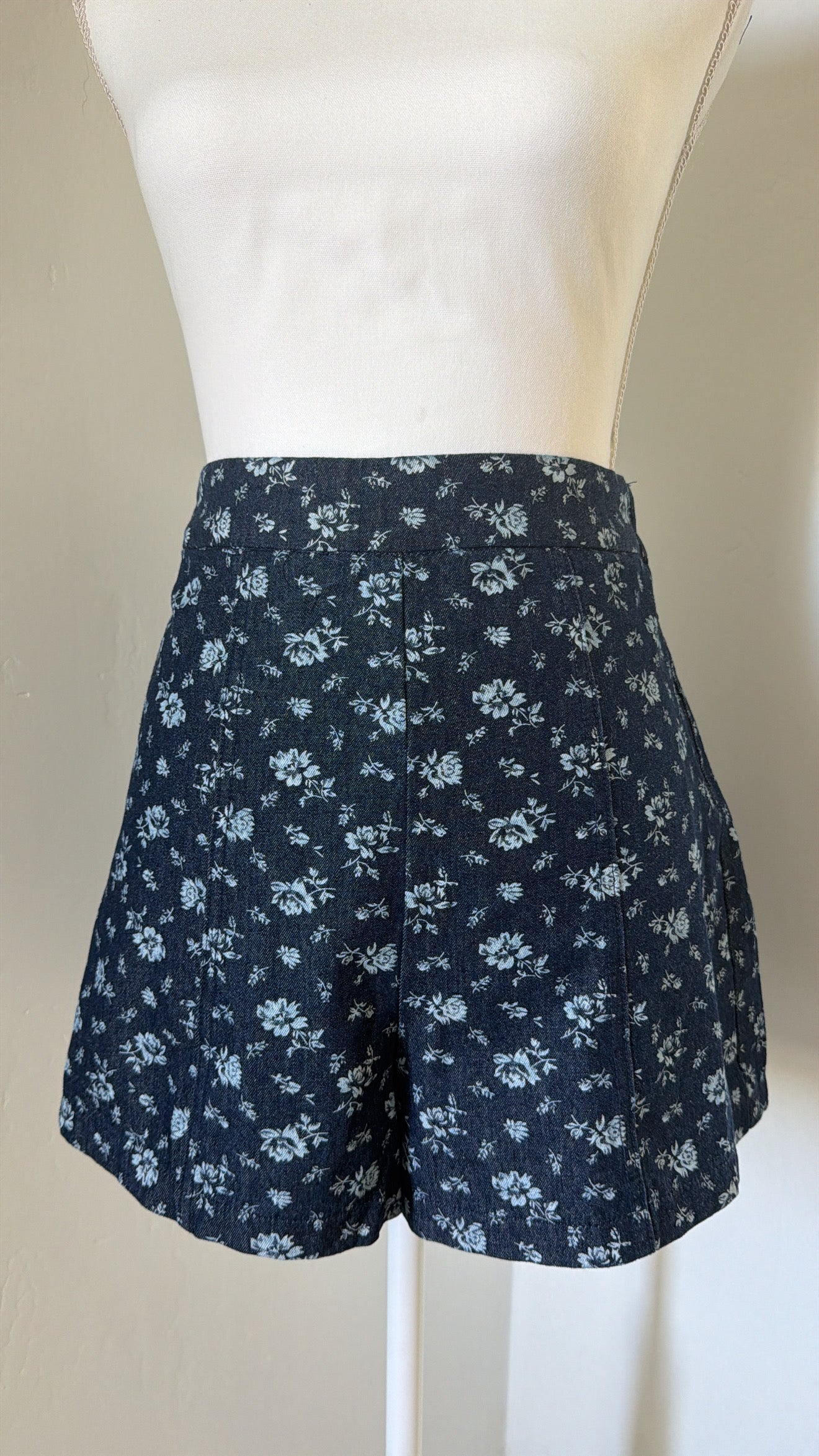 Floral Print Denim Shorts