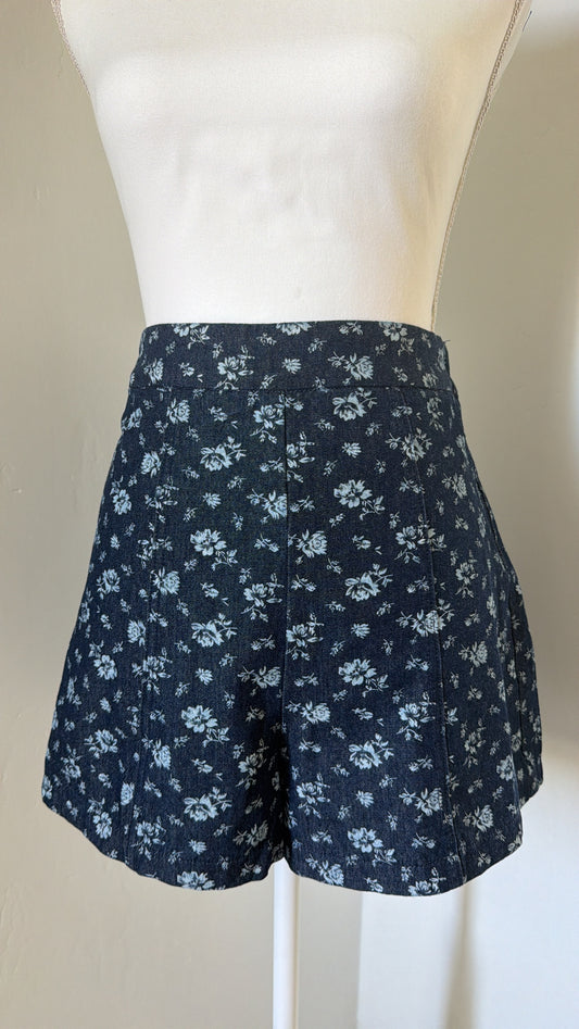 Floral Print Denim Shorts