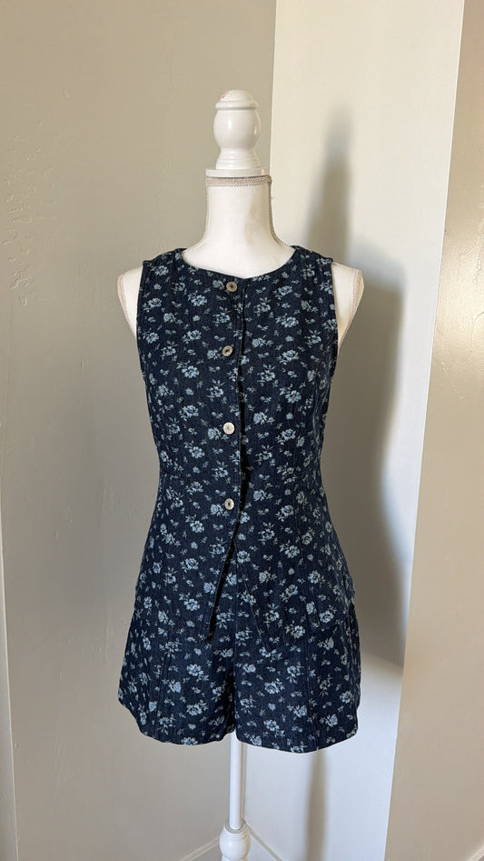 Floral Print Denim Top