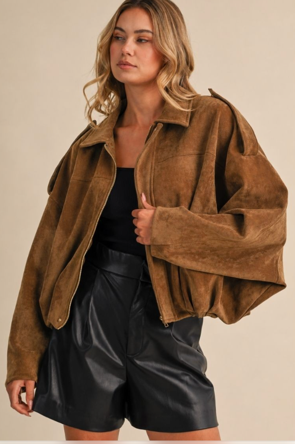 *PRE ORDER* Suede Bubble Bomber Jacket